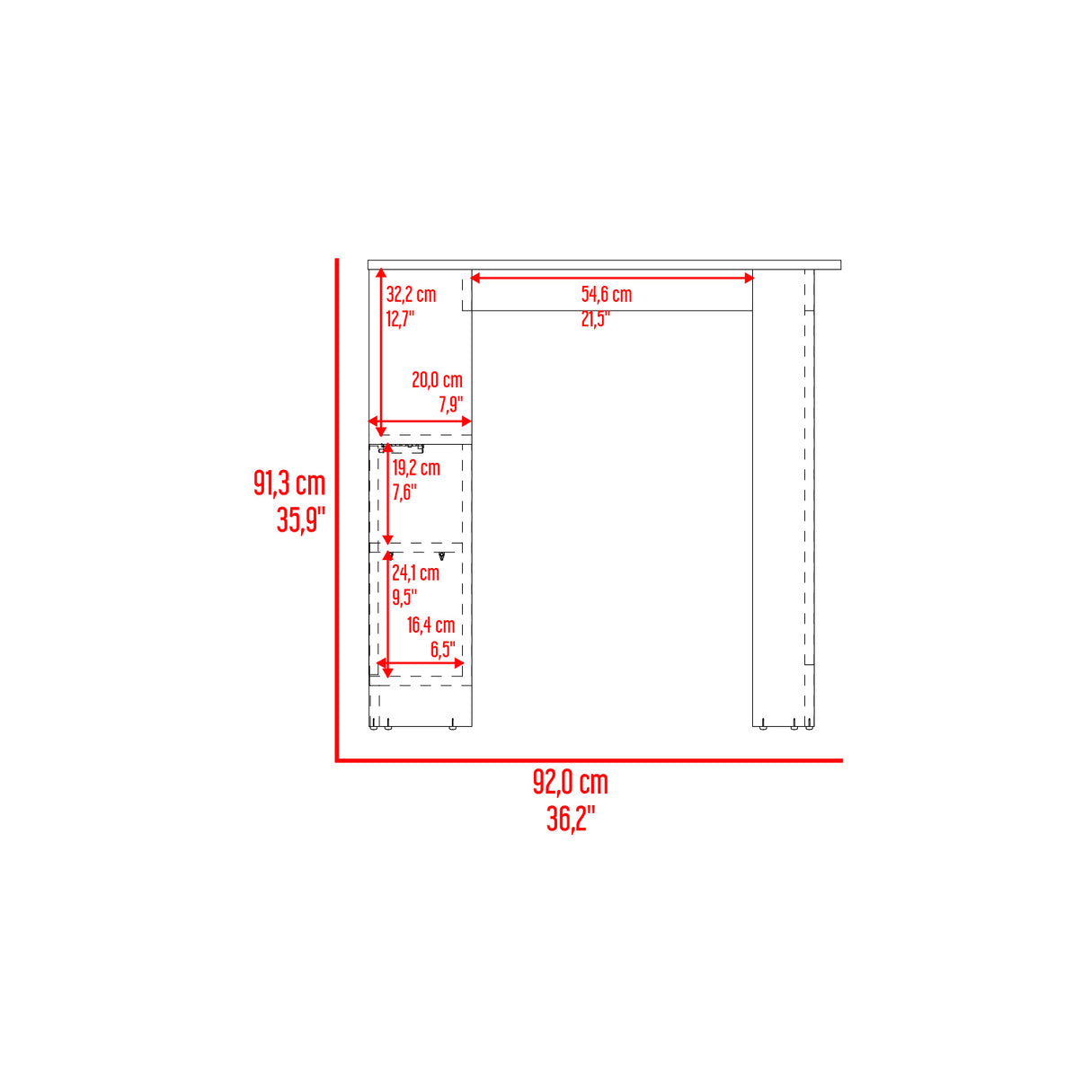 Isla de Cocina Attica Blanco y Capri 92x91.3cm con Cuatro Compartimientos - BARRAS Y MUEBLES AUXILIARES | Bylmo