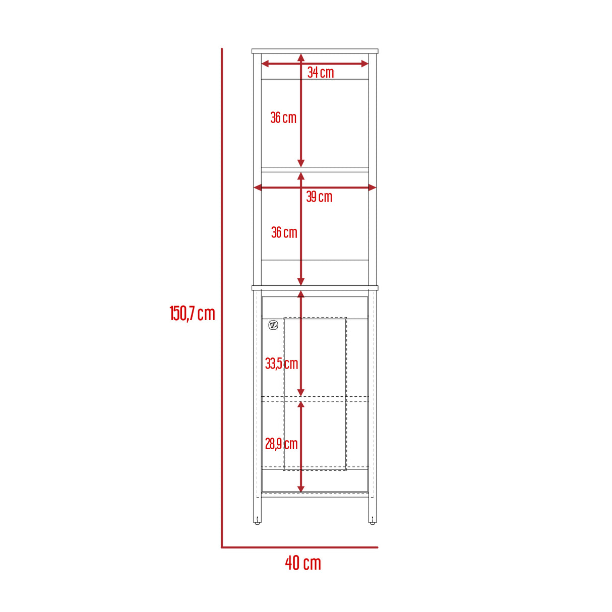Mueble para Baño Bi - color Blanco y Duna 40x150.7cm con Dos Entrepaños y con Patas - OTROS MUEBLES PARA BANHO | Bylmo