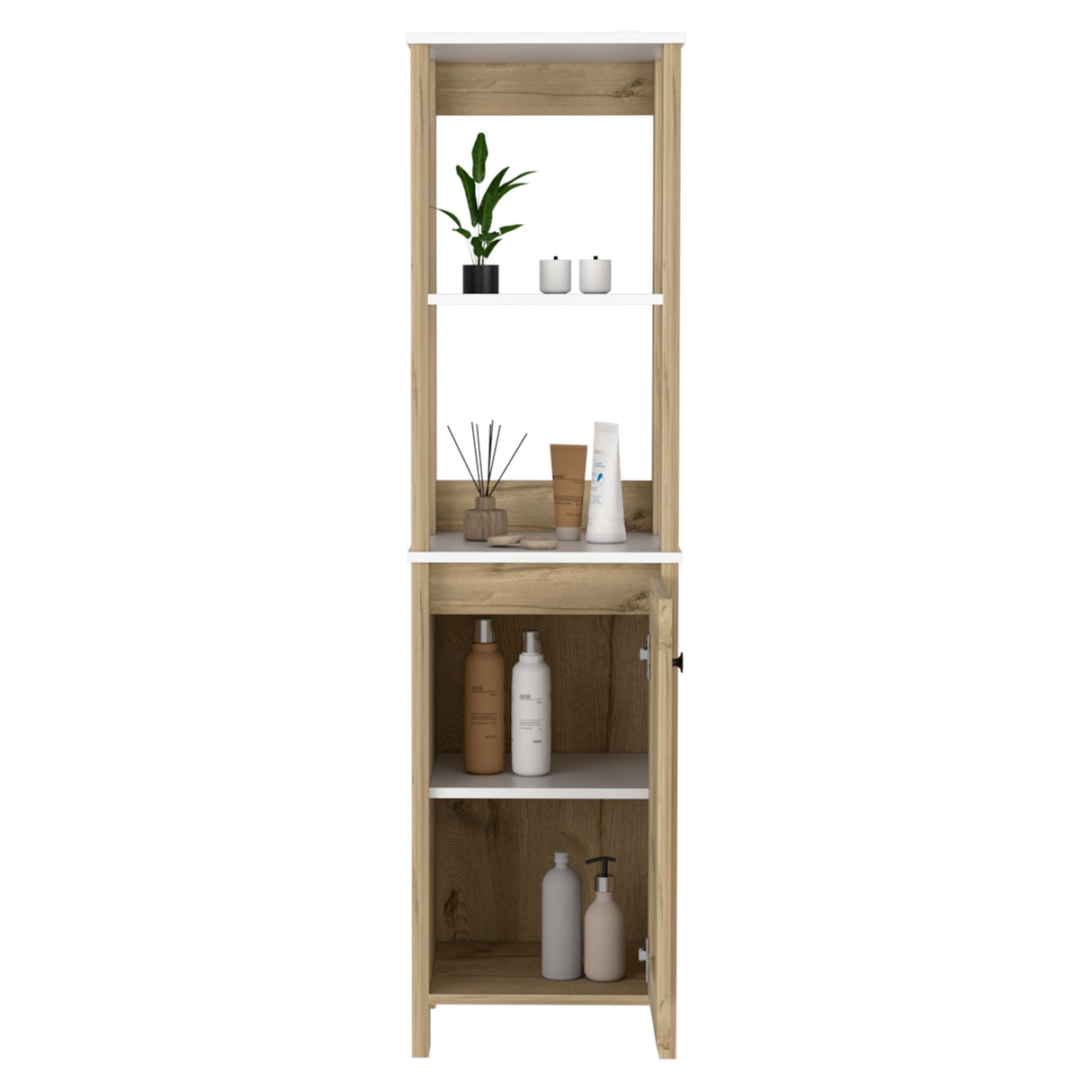 Mueble para Baño Bi - color Blanco y Duna 40x150.7cm con Dos Entrepaños y con Patas - OTROS MUEBLES PARA BANHO | Bylmo