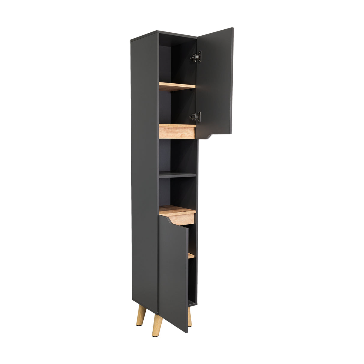 Mueble para Baño Laurent Plomo y Duna 30.1x180cm con Cinco Entrepaños y con Patas - OTROS MUEBLES PARA BANHO | Bylmo