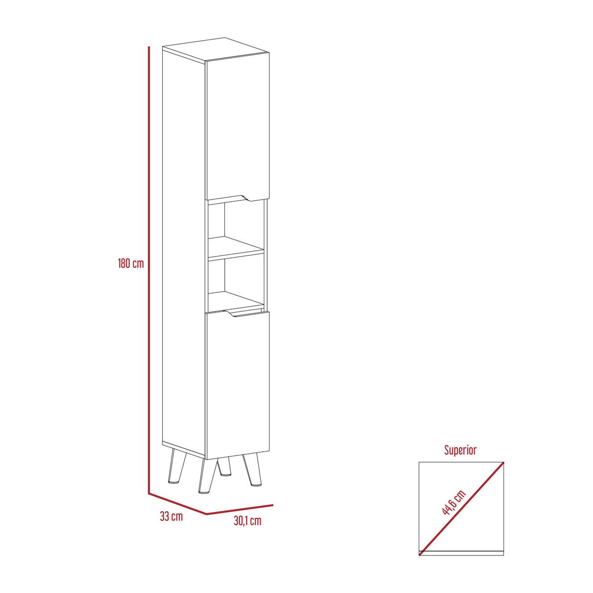 Mueble para Baño Laurent Plomo y Duna 30.1x180cm con Cinco Entrepaños y con Patas - OTROS MUEBLES PARA BANHO | Bylmo