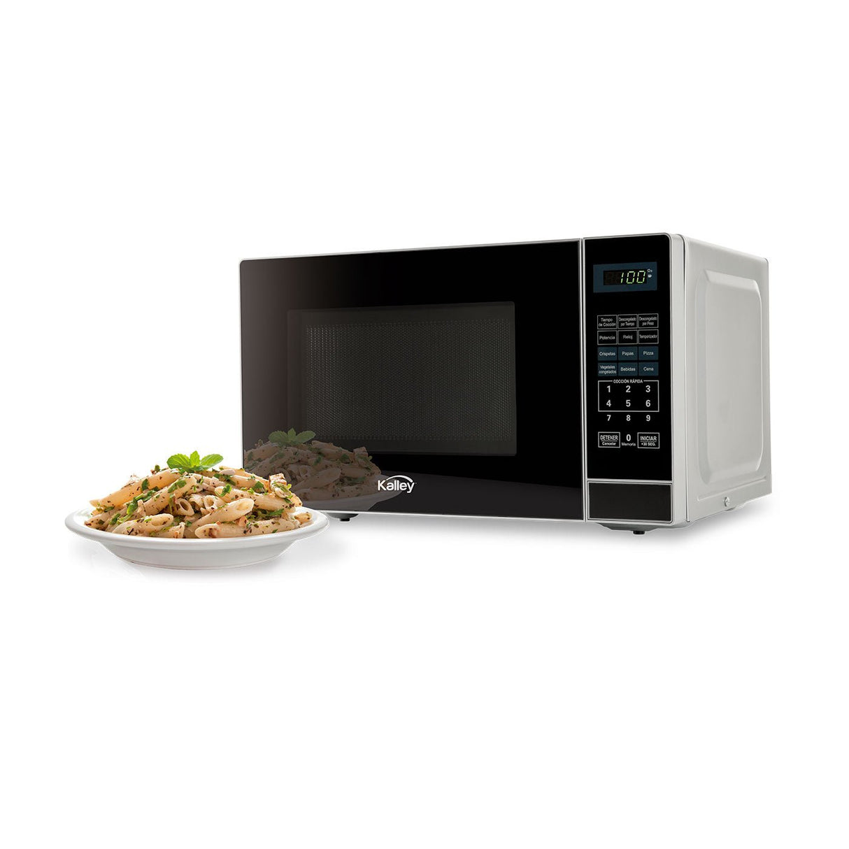 Horno Microondas Kalley Negro 44x32.4cm de 20 Litros con Seis Funciones Preconfiguradoas - HORNOS MICROONDAS | Bylmo