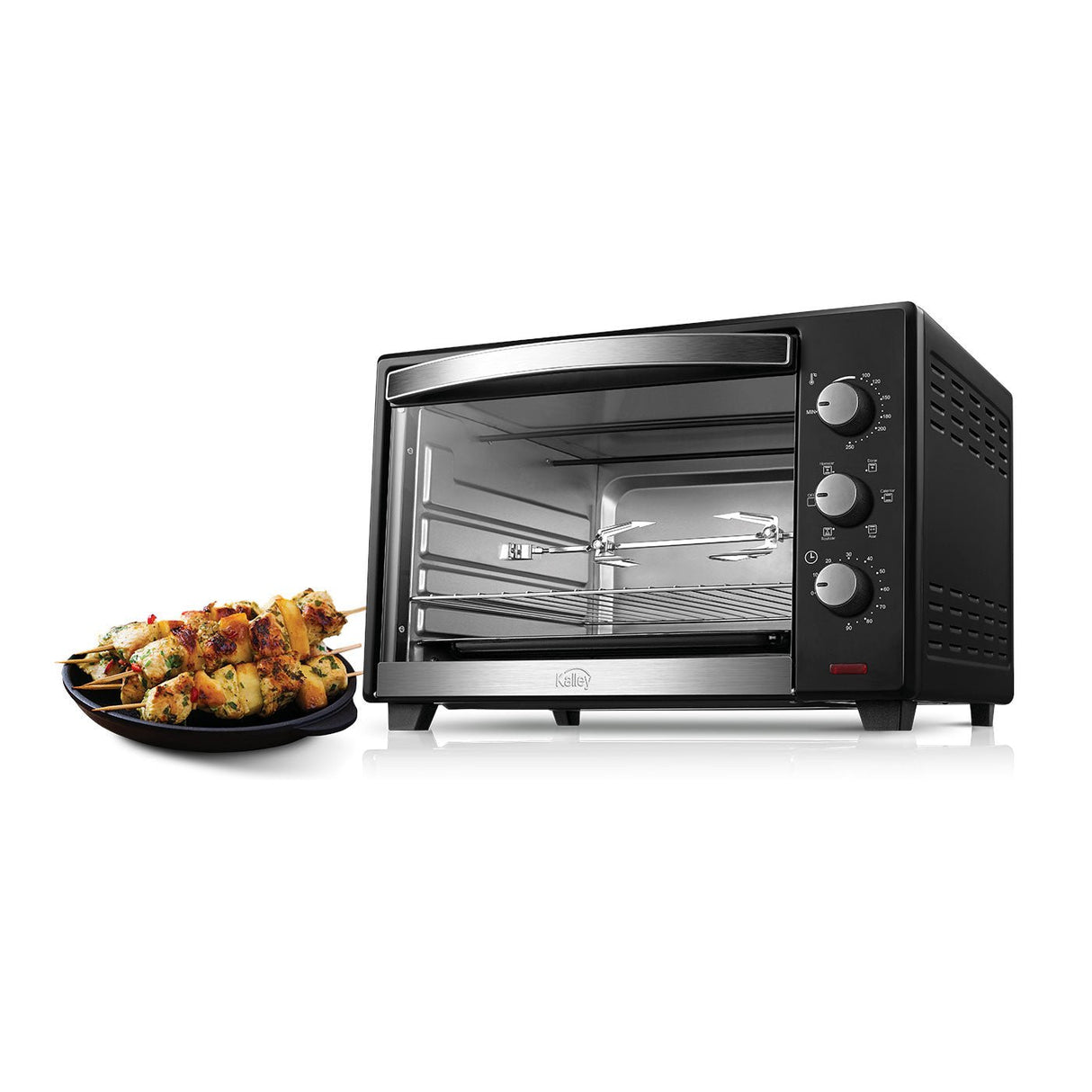 Horno Tostador Kalley Negro 47.5x29.6cm con Cinco Funciones Preconfiguradas y con Temporizador - HORNOS TOSTADORES | Bylmo