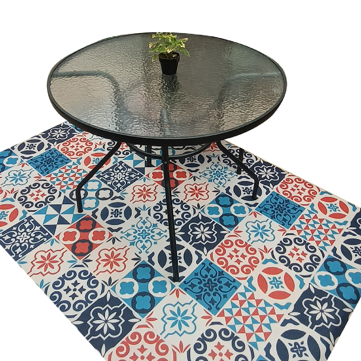 Tapete de Cocina Circulos Azul y Rojo 120x170cm Clásico Rectangular Suave - TAPETES Y ALFOMBRAS | Bylmo