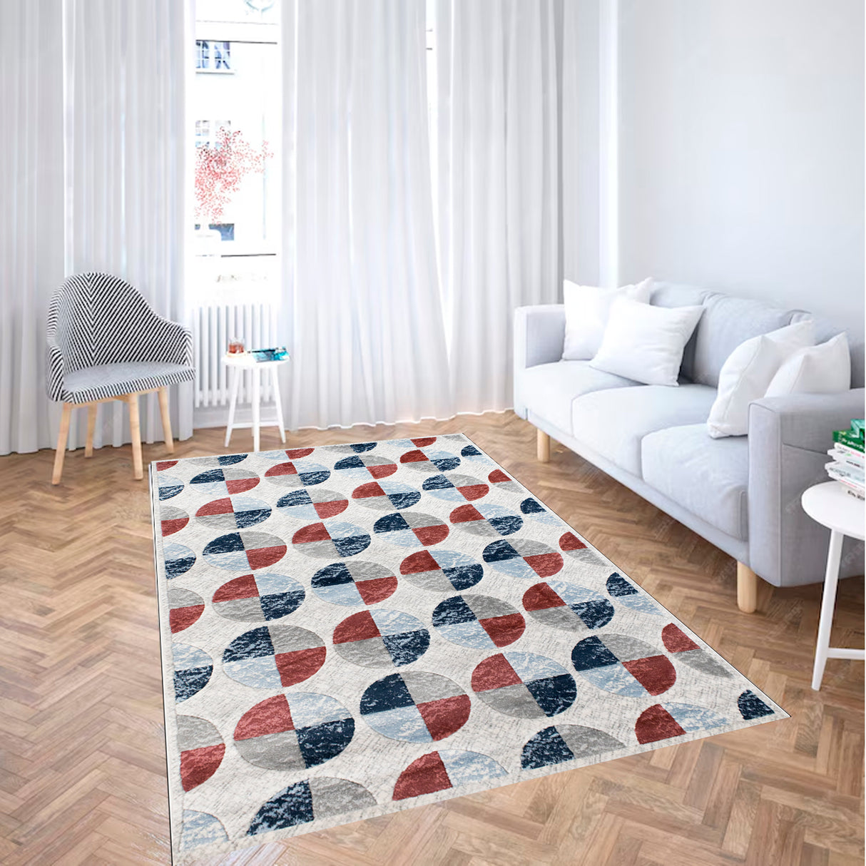 Tapete de Sala Circulos Gris 200x300cm Clásico Rectangular Suave - TAPETES Y ALFOMBRAS | Bylmo