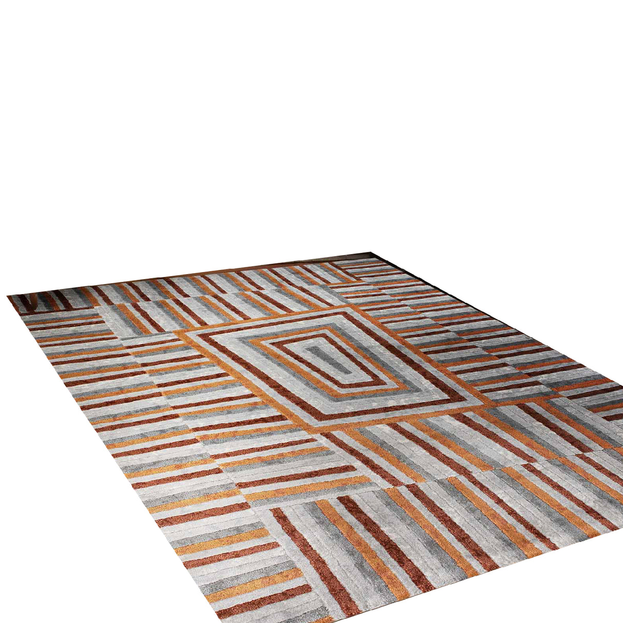 Tapete de Sala Lineas Gris y Naranja 160x230cm Clásico Rectangular Suave - TAPETES Y ALFOMBRAS | Bylmo