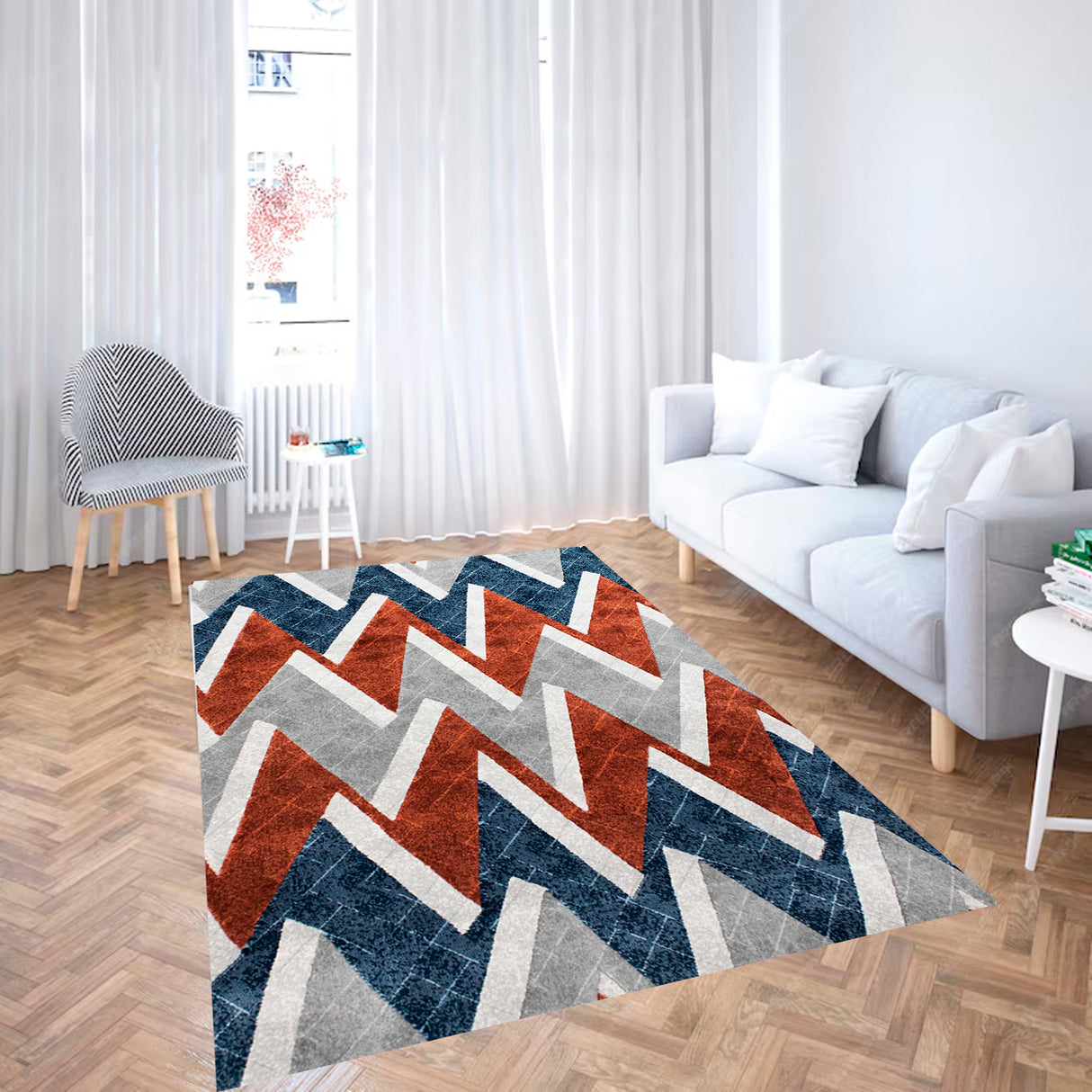 Tapete de Sala Rombos Gris y Azul 200x300cm Clásico Rectangular Suave - TAPETES Y ALFOMBRAS | Bylmo
