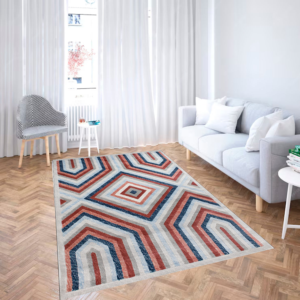 Tapete de Sala Rombos Gris 160x230cm Clásico Rectangular Suave - TAPETES Y ALFOMBRAS | Bylmo