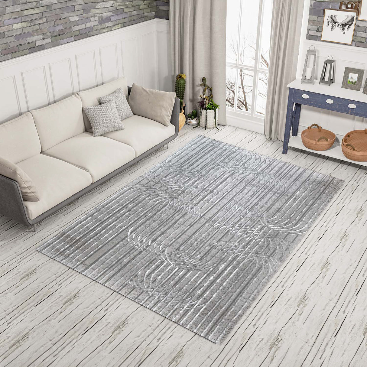 Tapete de Sala Lineas Gris 160x230cm Clásico Rectangular Suave - TAPETES Y ALFOMBRAS | Bylmo