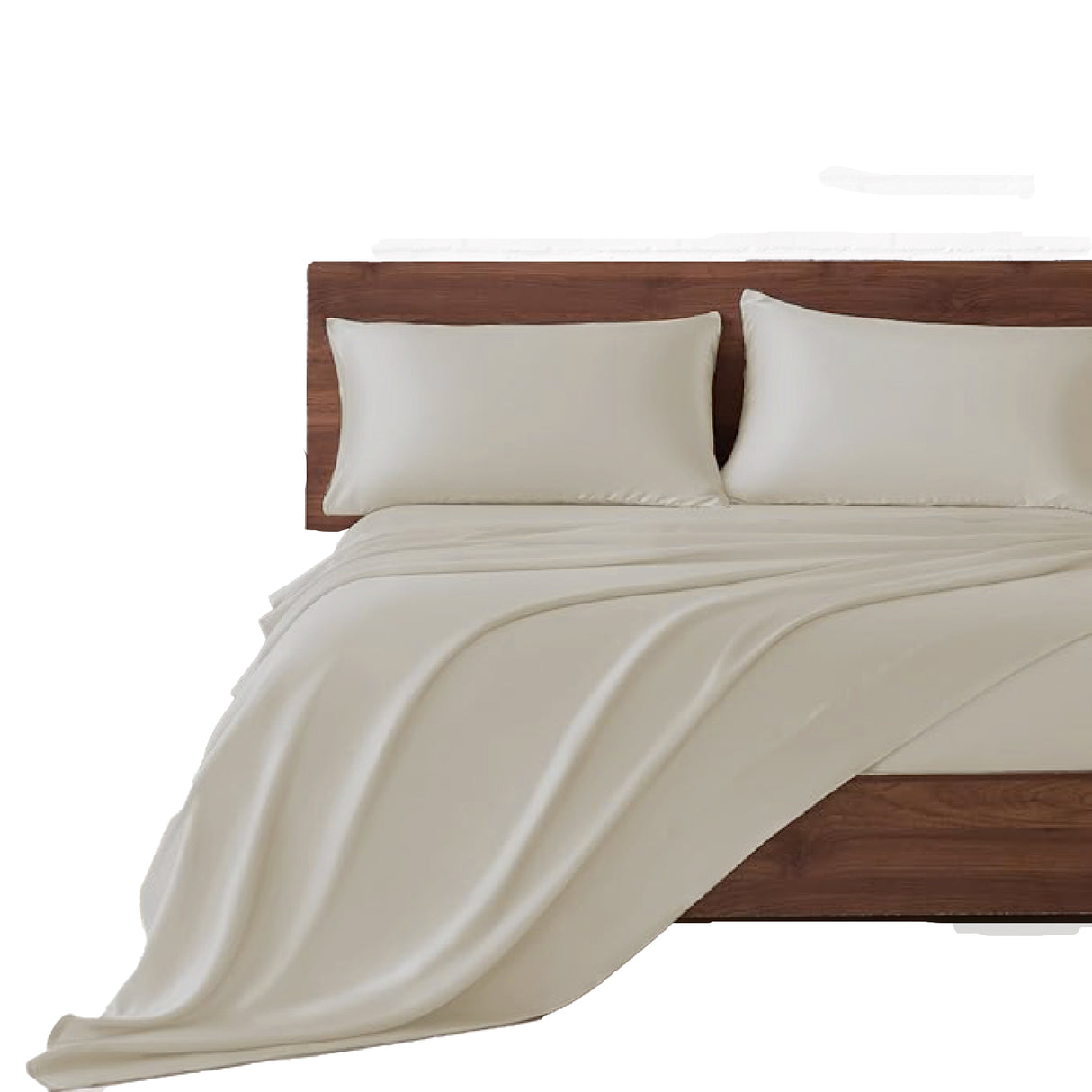 Juego de Sabanas de Satín Beige 200x190cm 300 Hilos con Dos Sábanas y Dos Fundas de Almohada - SABANAS | Bylmo