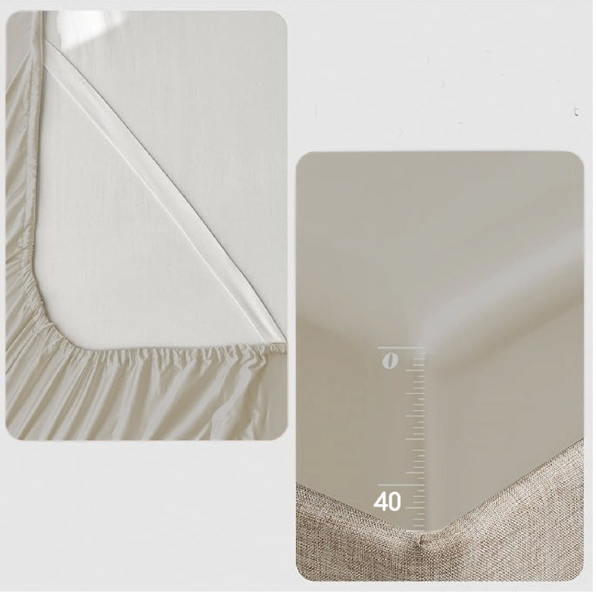 Juego de Sabanas de Satín Beige 200x190cm 300 Hilos con Dos Sábanas y Dos Fundas de Almohada - SABANAS | Bylmo