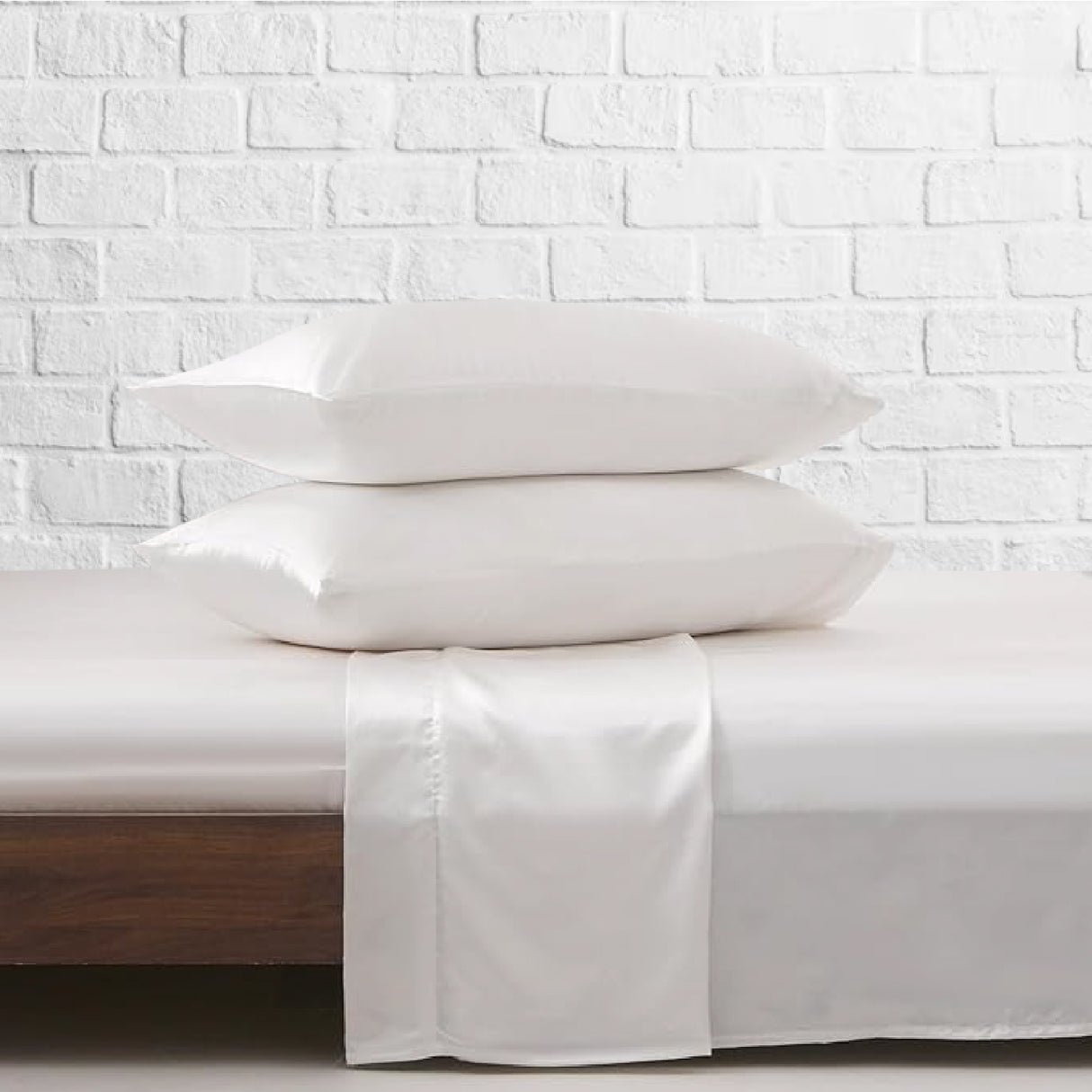 Juego de Sabanas de Satín Blanco 140x190cm 300 Hilos con Dos Sábanas y Dos Fundas de Almohada - SABANAS | Bylmo