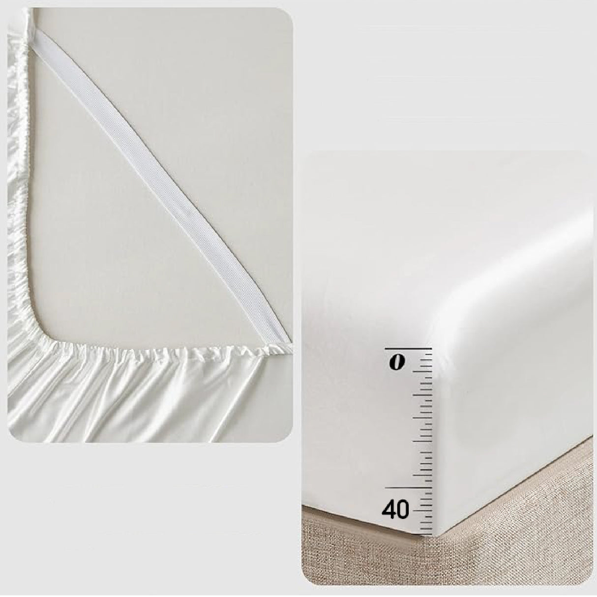 Juego de Sabanas de Satín Blanco 200x190cm 300 Hilos con Dos Sábanas y Dos Fundas de Almohada - SABANAS | Bylmo