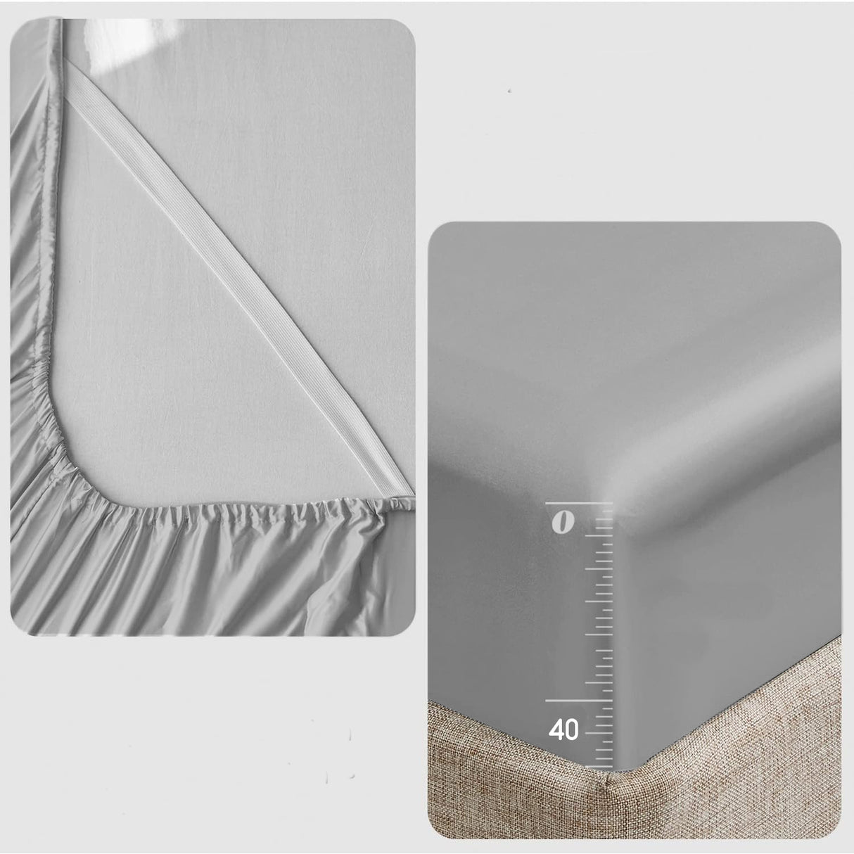 Juego de Sabanas de Satín Gris Oscuro 200x190cm 300 Hilos con Dos Sábanas y Dos Fundas de Almohada - SABANAS | Bylmo