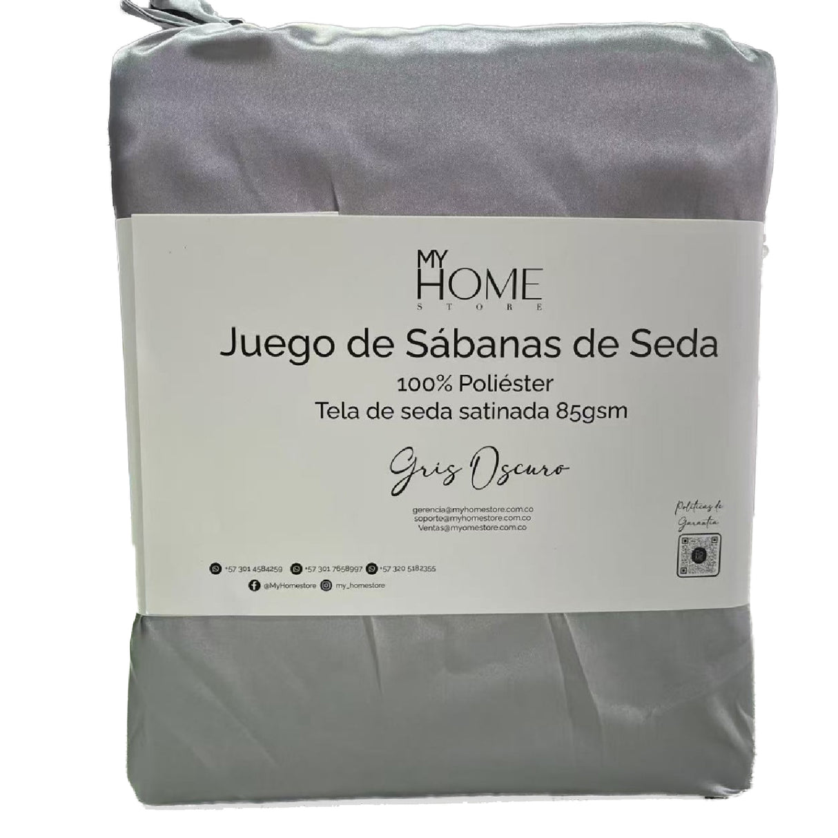 Juego de Sabanas de Satín Gris Oscuro 200x190cm 300 Hilos con Dos Sábanas y Dos Fundas de Almohada - SABANAS | Bylmo