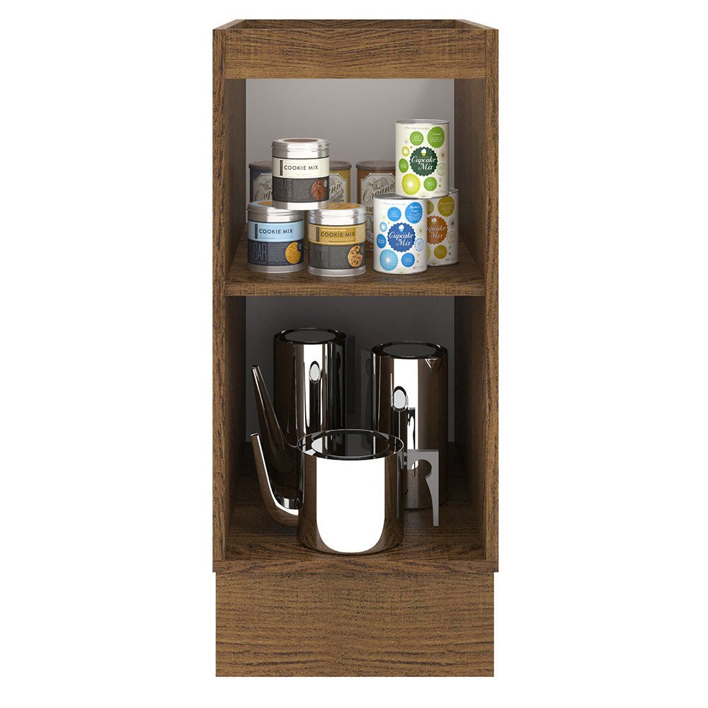 Mueble Inferior de Cocina Agata Marron y Crema 35x81cm sin Mesón y sin Pozuelo - MUEBLES INFERIORES DE COCINA | Bylmo