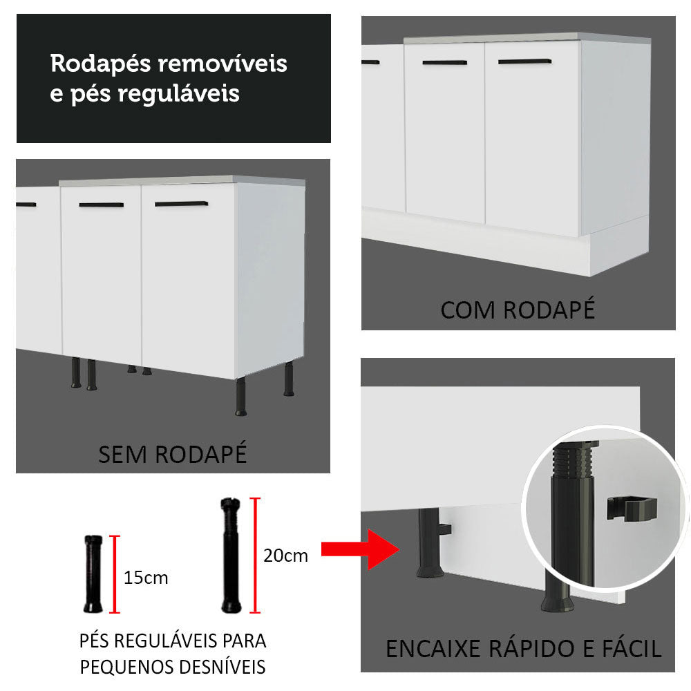 Mueble Inferior de Cocina Agata Blanco 40x84cm con Meson de Madera y sin Pozuelo - MUEBLES INFERIORES DE COCINA | Bylmo