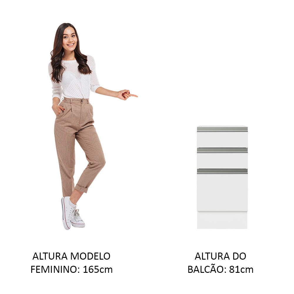 Mueble Inferior de Cocina Glamy Blanco 40x81cm sin Mesón y sin Pozuelo - MUEBLES INFERIORES DE COCINA | Bylmo