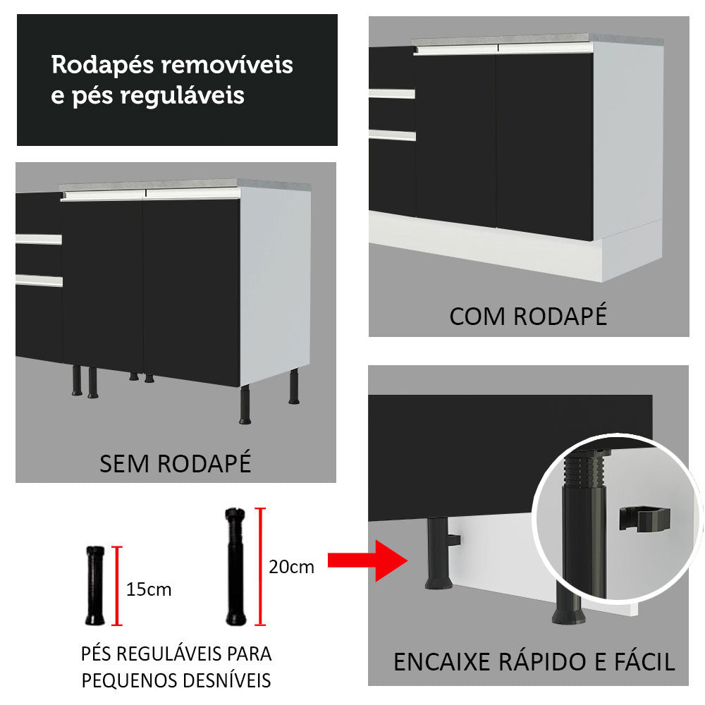Mueble Inferior de Cocina Glamy Blanco y Negro 40x84cm sin Mesón y sin Pozuelo - MUEBLES INFERIORES DE COCINA | Bylmo
