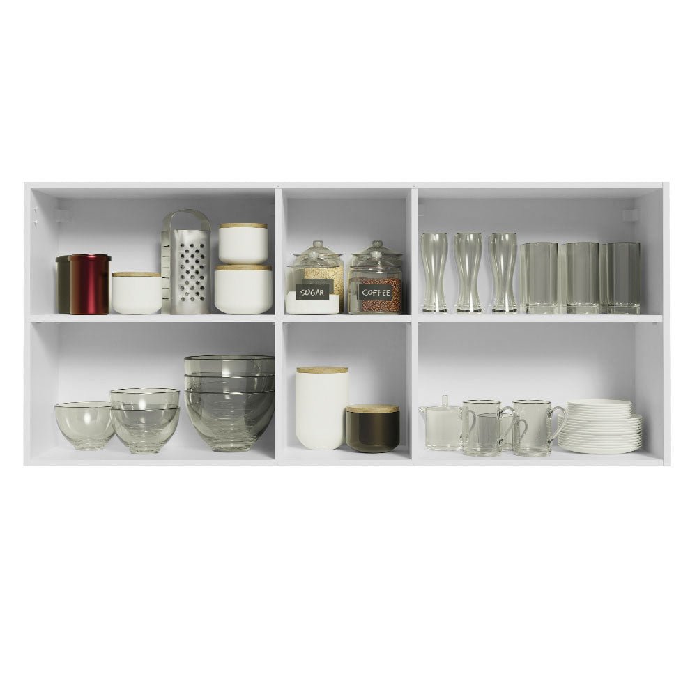Mueble Superior de Cocina Agata Blanco y Crema 150x66cm con Seis Entrepaños y con Dos Puertas - MUEBLES SUPERIORES DE COCINA | Bylmo