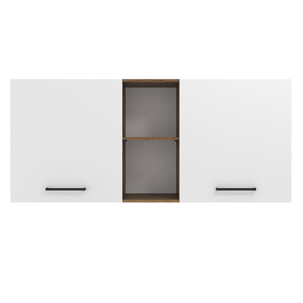 Mueble Superior de Cocina Agata Marron y Blanco 150x66cm con Seis Entrepaños y con Dos Puertas - MUEBLES SUPERIORES DE COCINA | Bylmo