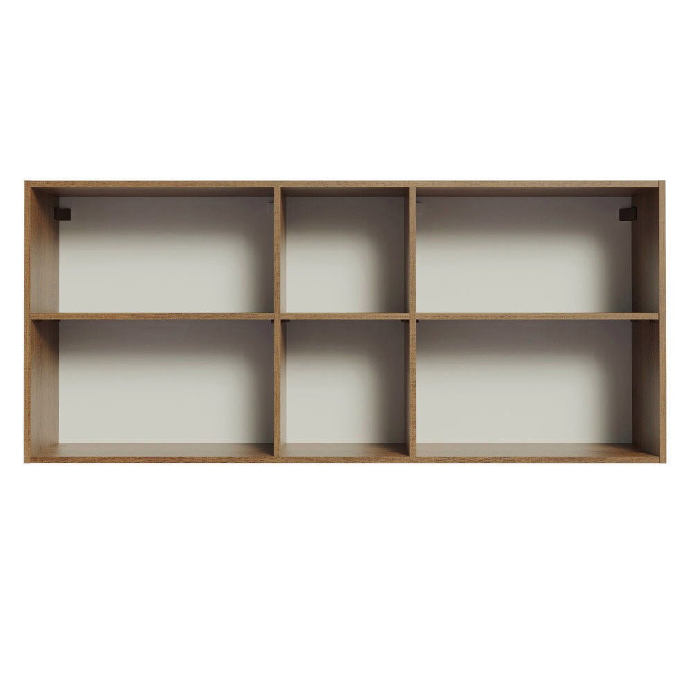 Mueble Superior de Cocina Agata Marron y Crema 150x66cm con Seis Entrepaños y con Dos Puertas - MUEBLES SUPERIORES DE COCINA | Bylmo