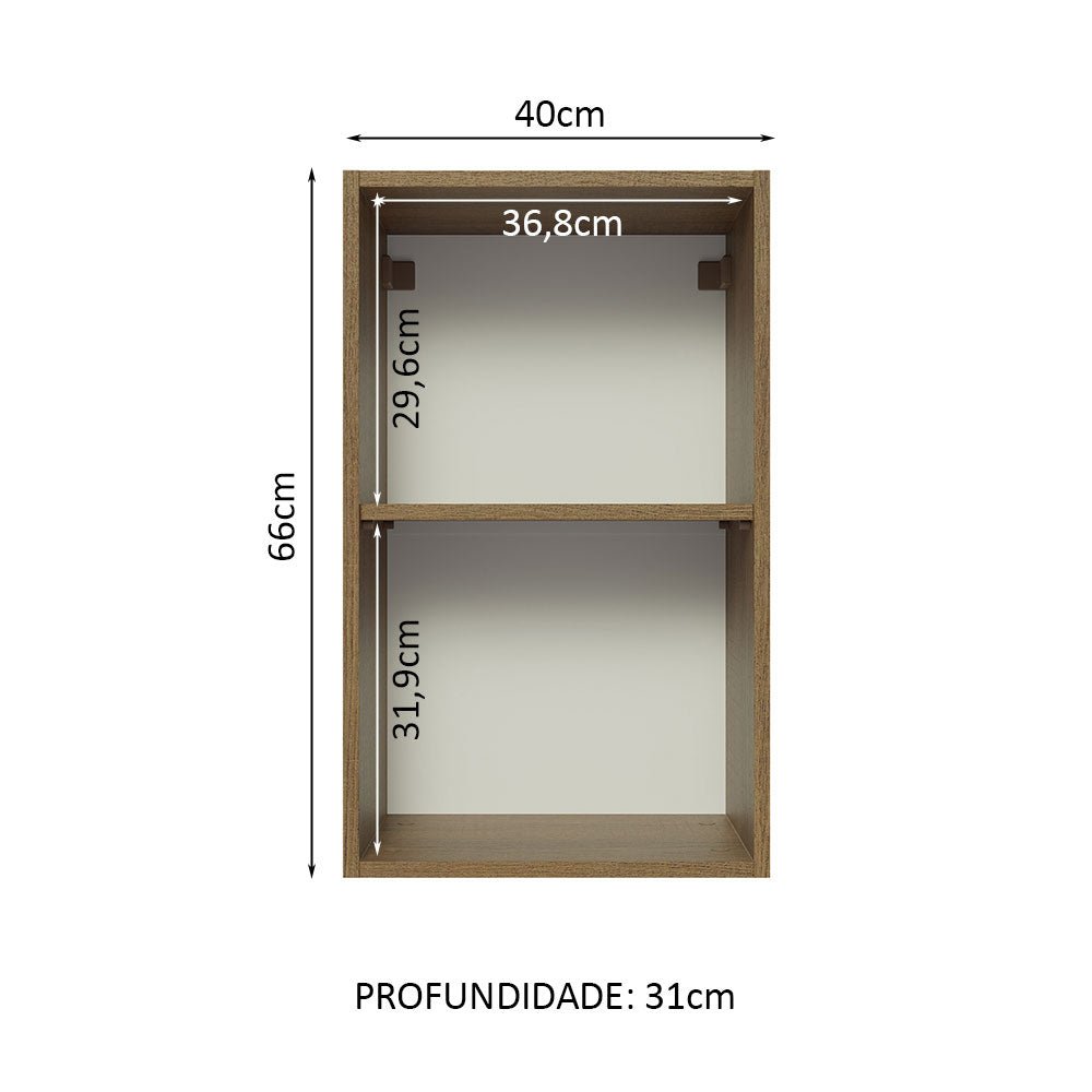 Mueble Superior de Cocina Glamy Marron y Negro 40x66cm con Dos Entrepaños y con Una Puerta - MUEBLES SUPERIORES DE COCINA | Bylmo