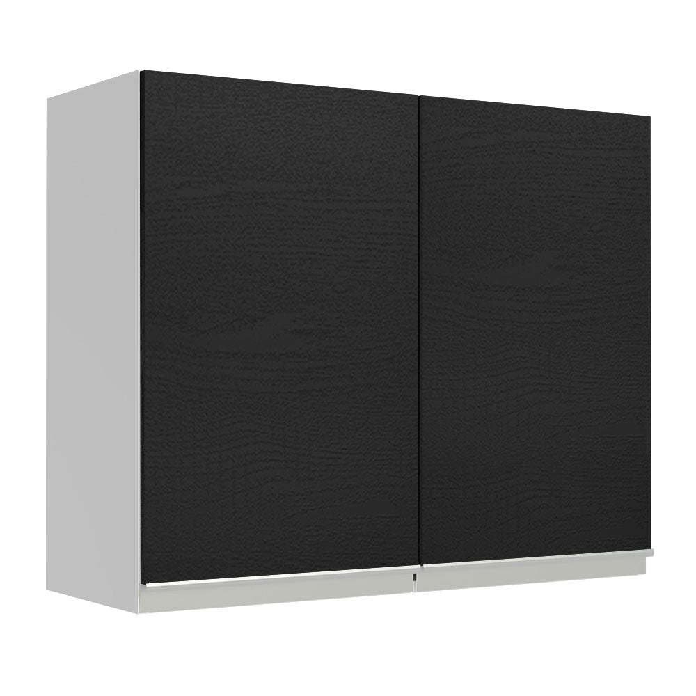 Mueble Superior de Cocina Glamy Blanco y Negro 80x66cm con Dos Entrepaños y con Dos Puertas - MUEBLES SUPERIORES DE COCINA | Bylmo