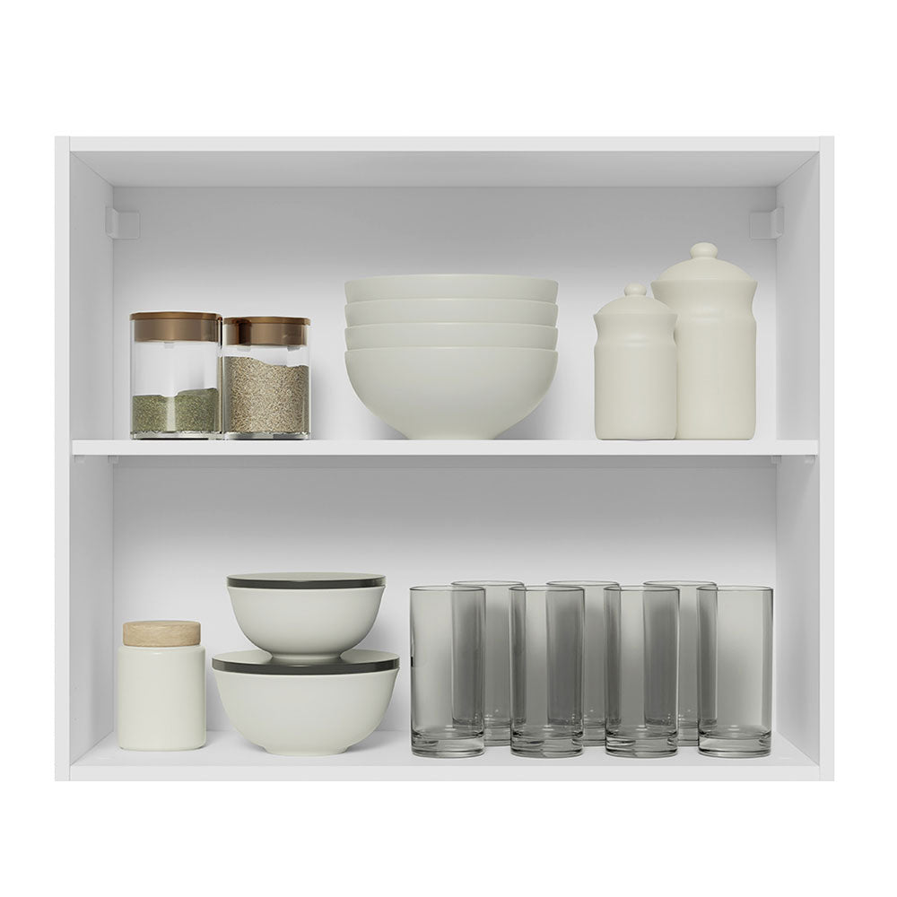 Mueble Superior de Cocina Glamy Blanco y Negro 80x66cm con Dos Entrepaños y con Dos Puertas - MUEBLES SUPERIORES DE COCINA | Bylmo