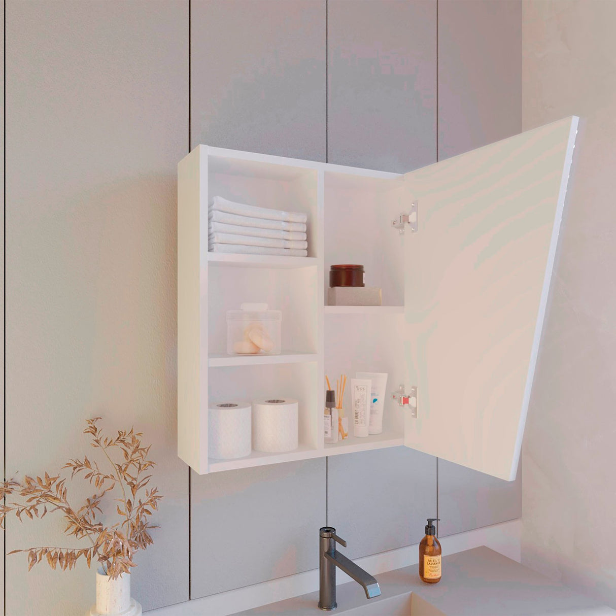 Gabinete de Baño Quintana Blanco 50x59.1cm con Espejo y con Cinco Entrepaños - GABINETES DE BANHO | Bylmo