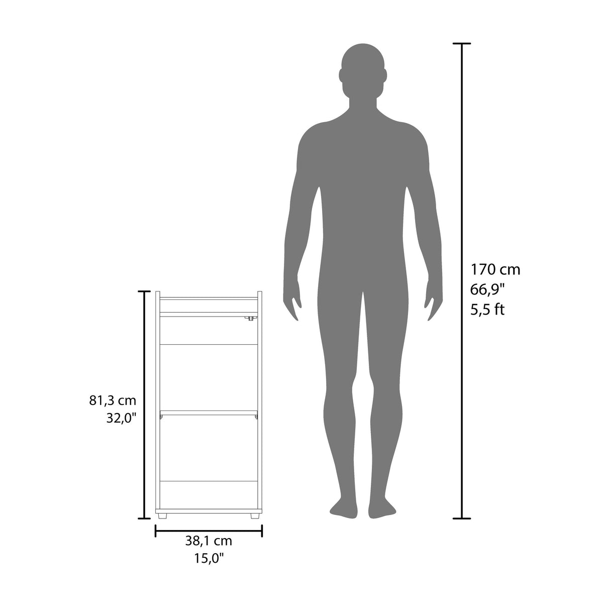 Mini Bar Theba Wengue 38.1x81.3cm sin Cajones y con Tres Comparrtimientos - BARES | Bylmo