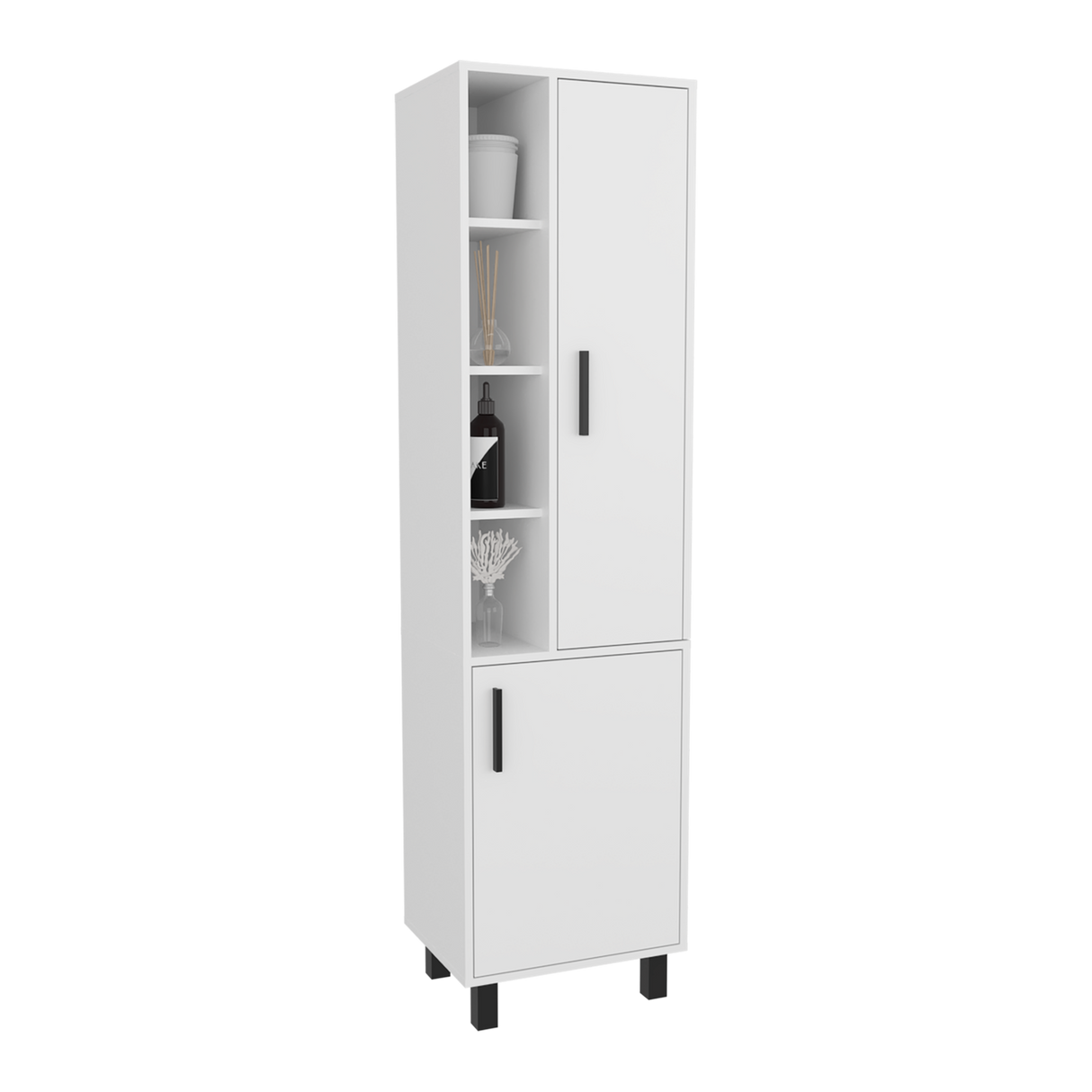 Alacena Staton Blanco 45.5x173cm sin Cajones y con Dos Puertas - ALACENAS Y MUEBLES MICROONDAS | Bylmo