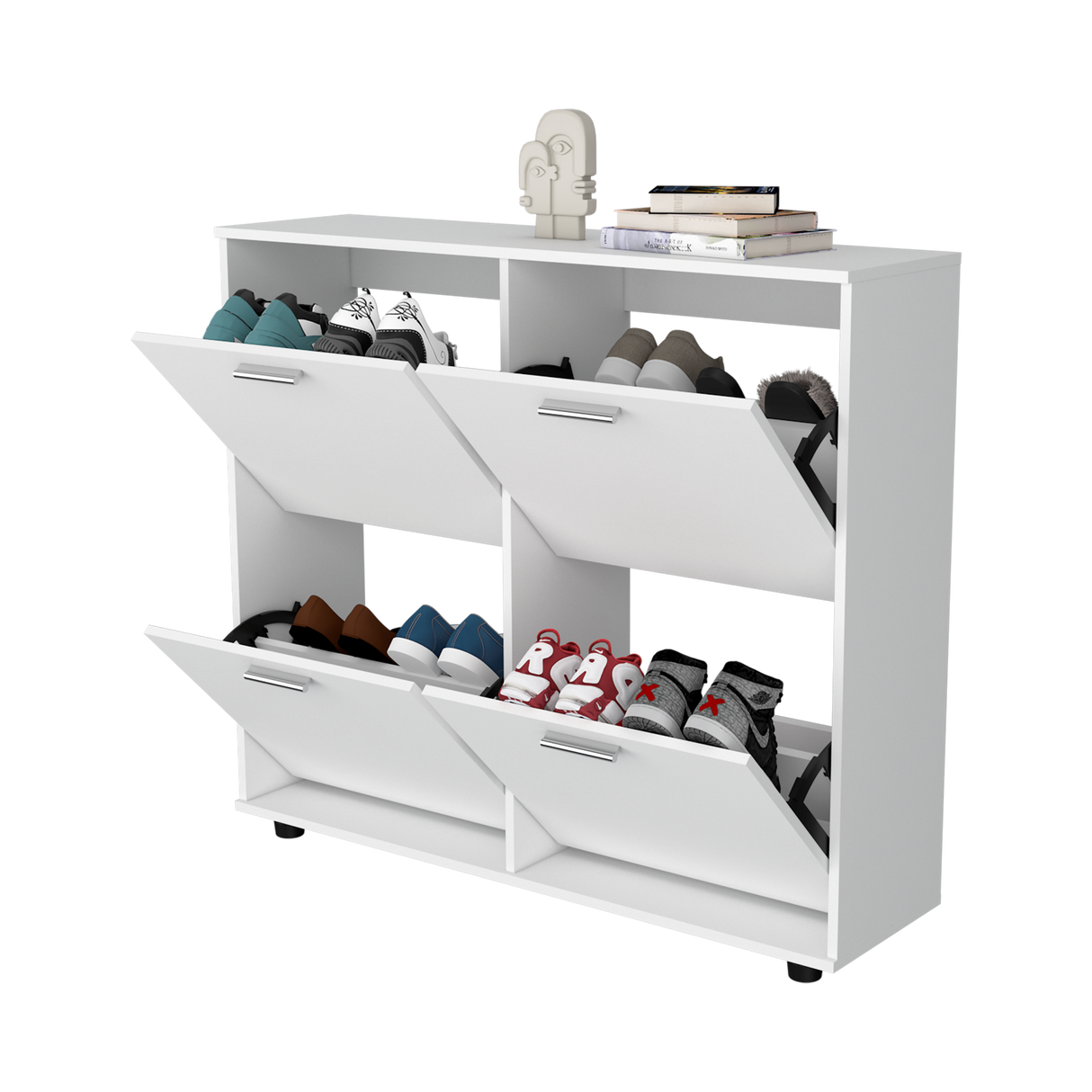 Zapatero Opal Blanco 110x96.5cm de Dos Niveles Para Dieciséis Pares - ZAPATEROS | Bylmo