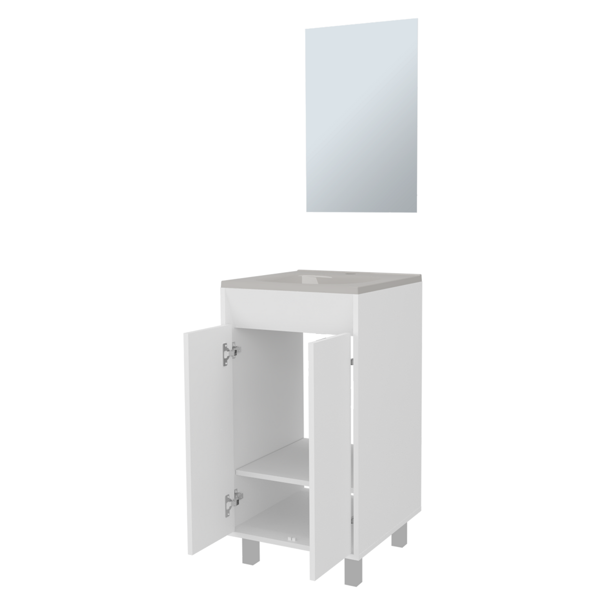 Set Mueble para Lavamanos con Espejo Brady Blanco 45x84.4cm Individual con Lavamanos - MUEBLES PARA LAVAMANOS | Bylmo