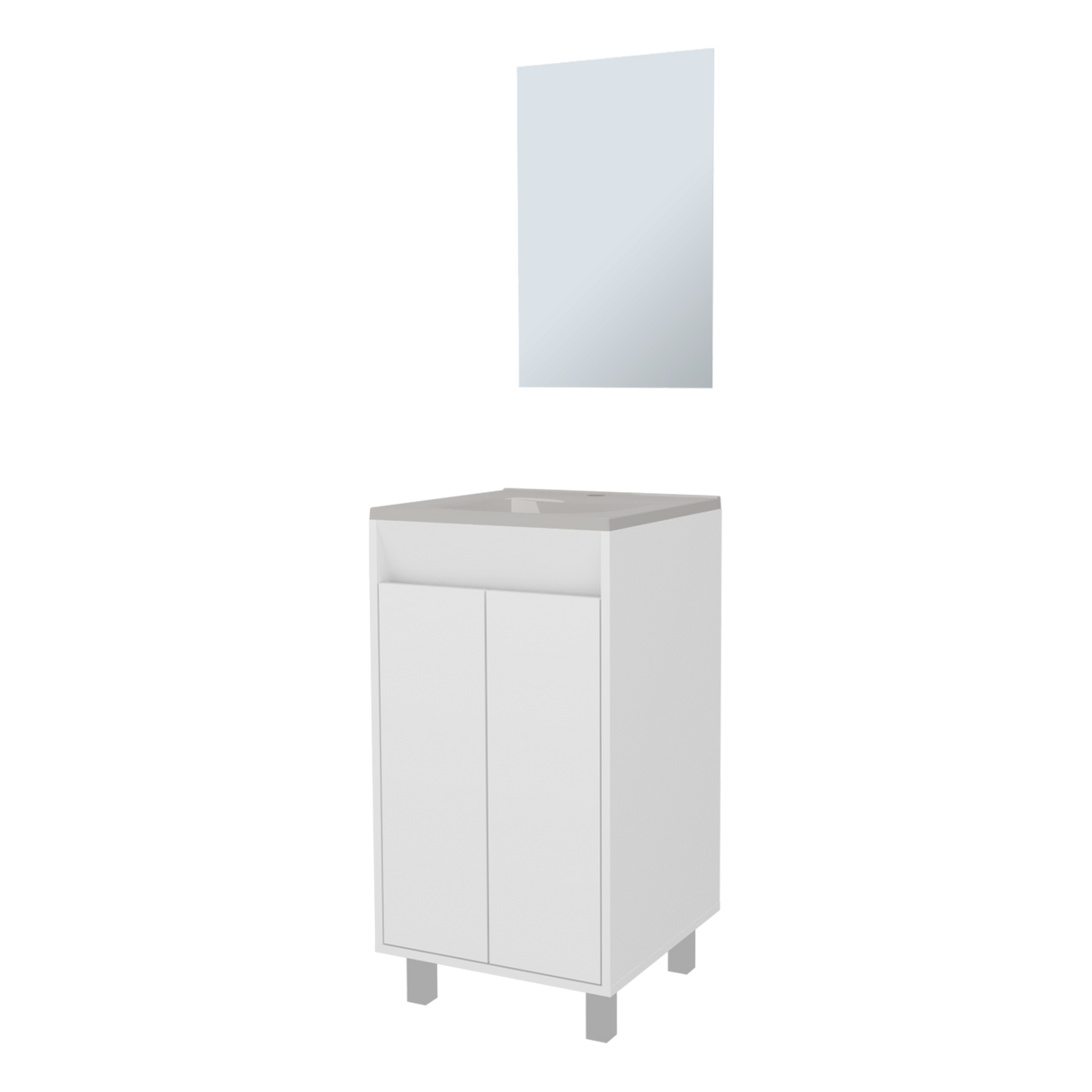 Set Mueble para Lavamanos con Espejo Brady Blanco 45x84.4cm Individual con Lavamanos - MUEBLES PARA LAVAMANOS | Bylmo