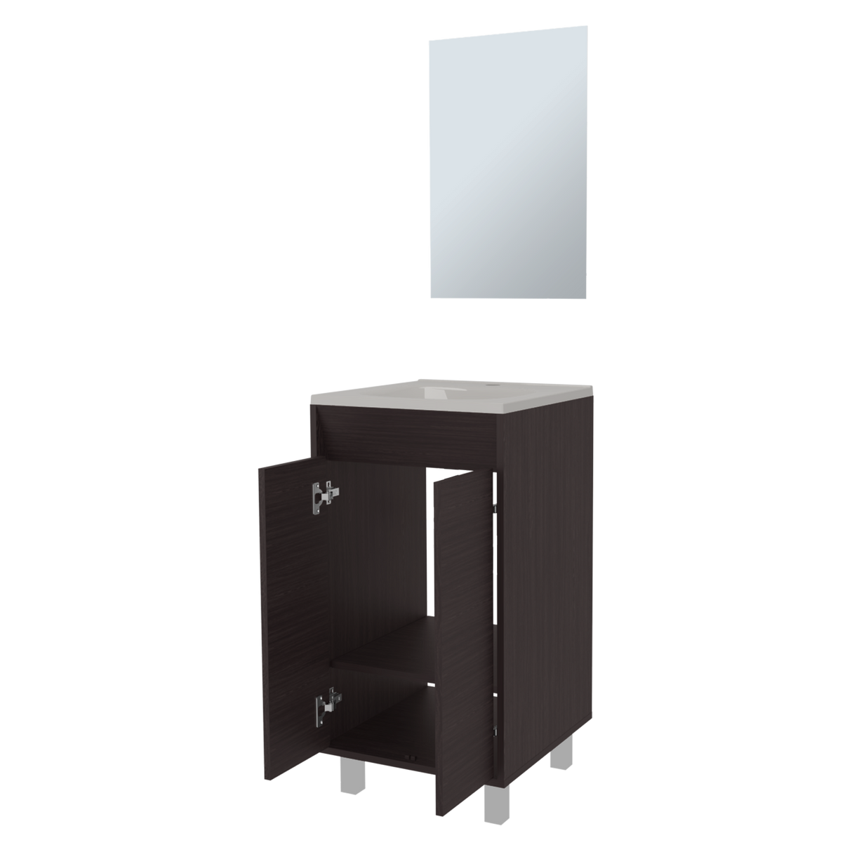 Set Mueble para Lavamanos con Espejo Brady Wengue 45x84.4cm Individual con Lavamanos - MUEBLES PARA LAVAMANOS | Bylmo