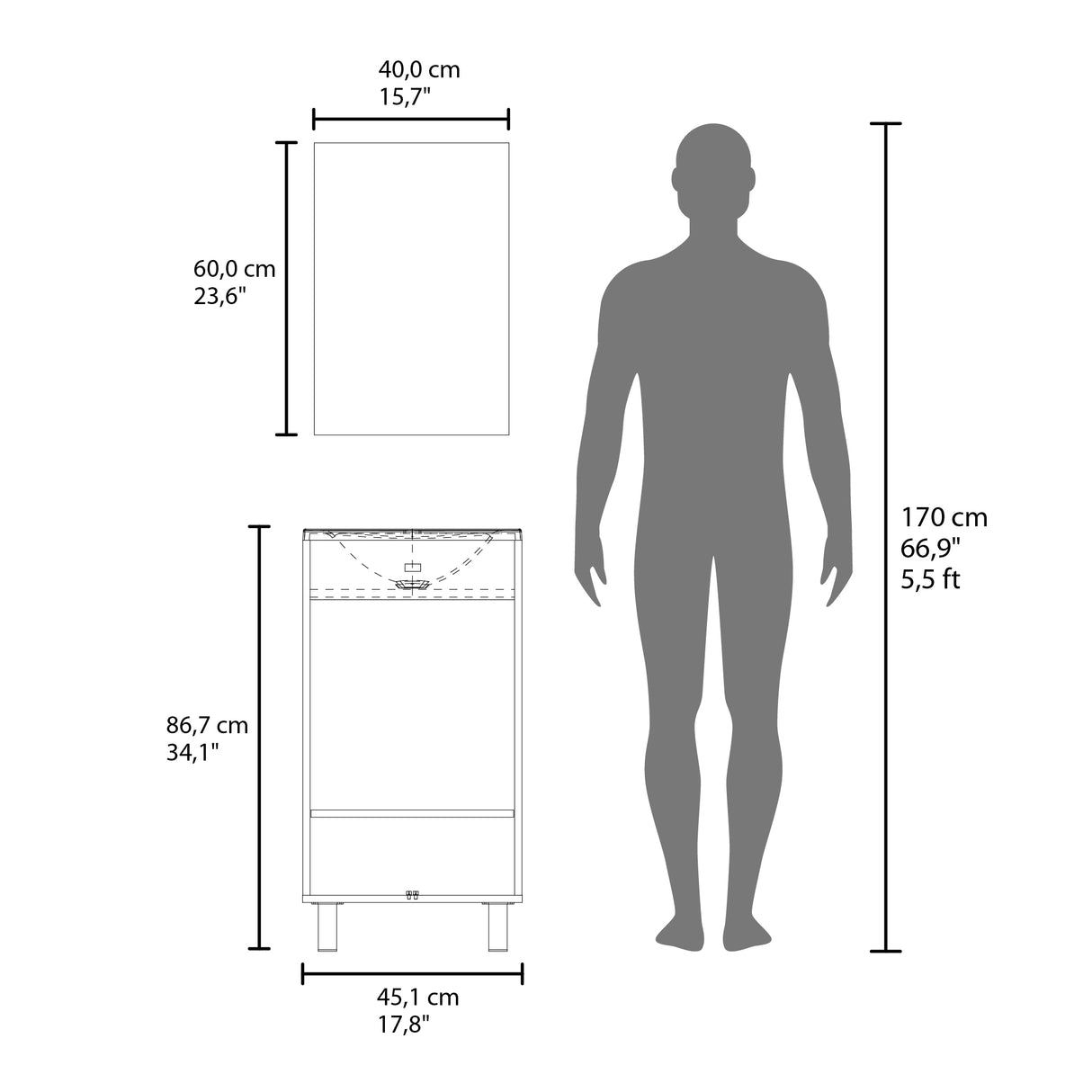 Set Mueble para Lavamanos con Espejo Brady Wengue 45x84.4cm Individual con Lavamanos - MUEBLES PARA LAVAMANOS | Bylmo