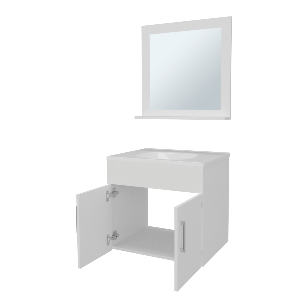 Set Mueble para Lavamanos con Espejo Flotante Blake Blanco 61.3x53.3cm Individual con Lavamanos - MUEBLES PARA LAVAMANOS | Bylmo