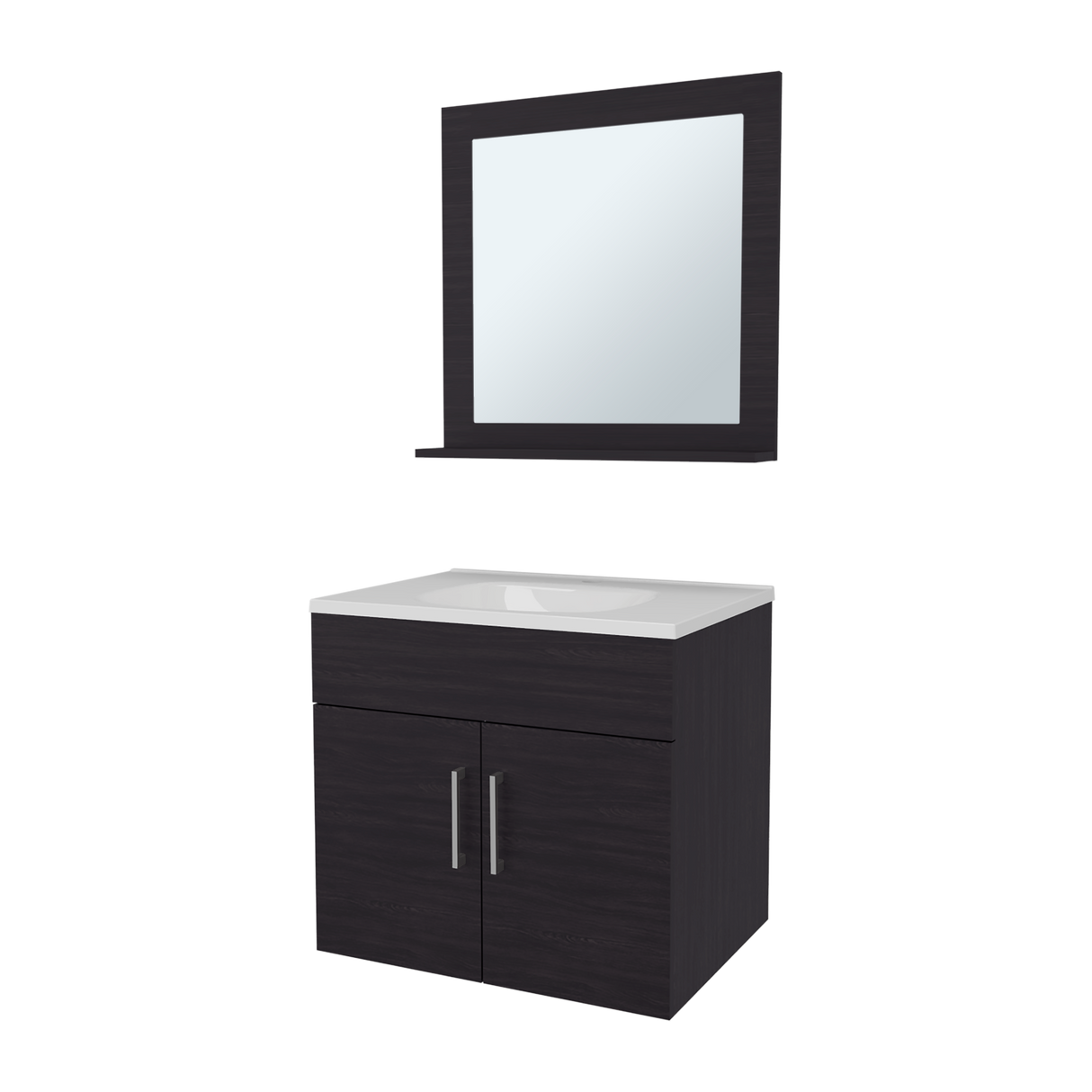 Set Mueble para Lavamanos con Espejo Flotante Blake Wengue 61.3x53.3cm Individual con Lavamanos - MUEBLES PARA LAVAMANOS | Bylmo