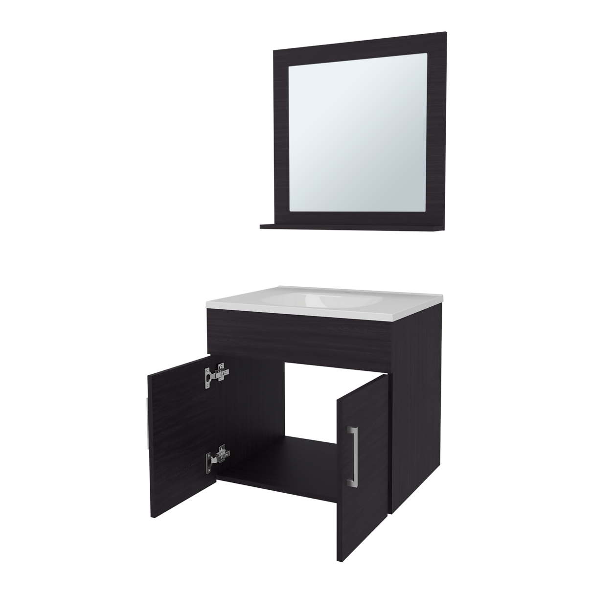 Set Mueble para Lavamanos con Espejo Flotante Blake Wengue 61.3x53.3cm Individual con Lavamanos - MUEBLES PARA LAVAMANOS | Bylmo
