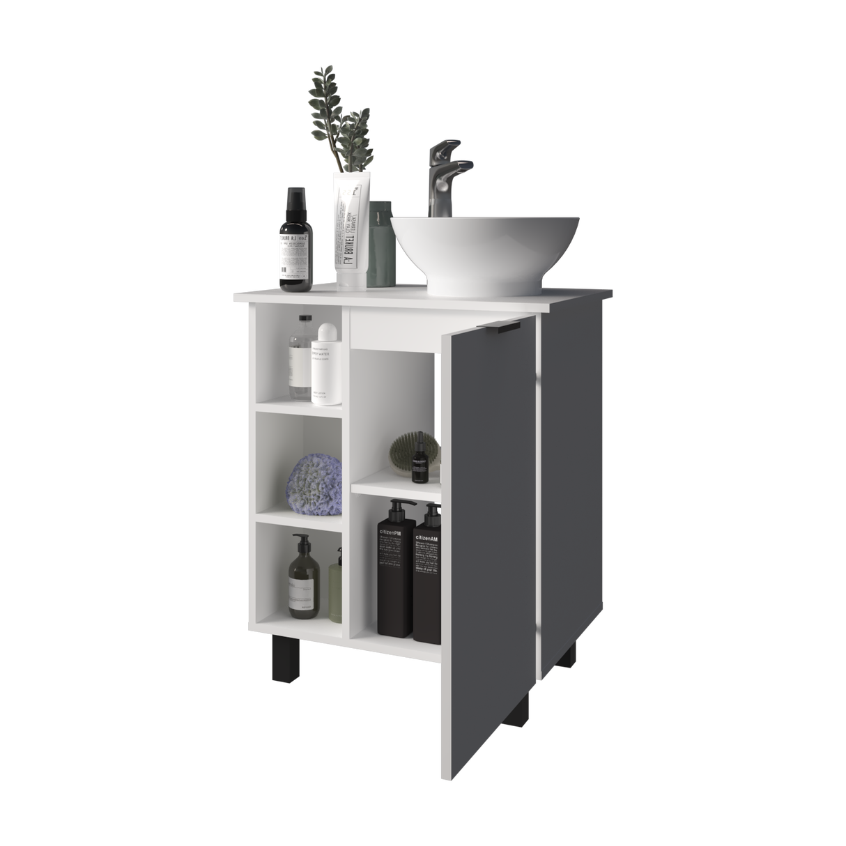 Mueble para Lavamanos Alegra Blanco 62x88.4cm Individual con Lavamanos Vessel y sin Cajones - MUEBLES PARA LAVAMANOS | Bylmo