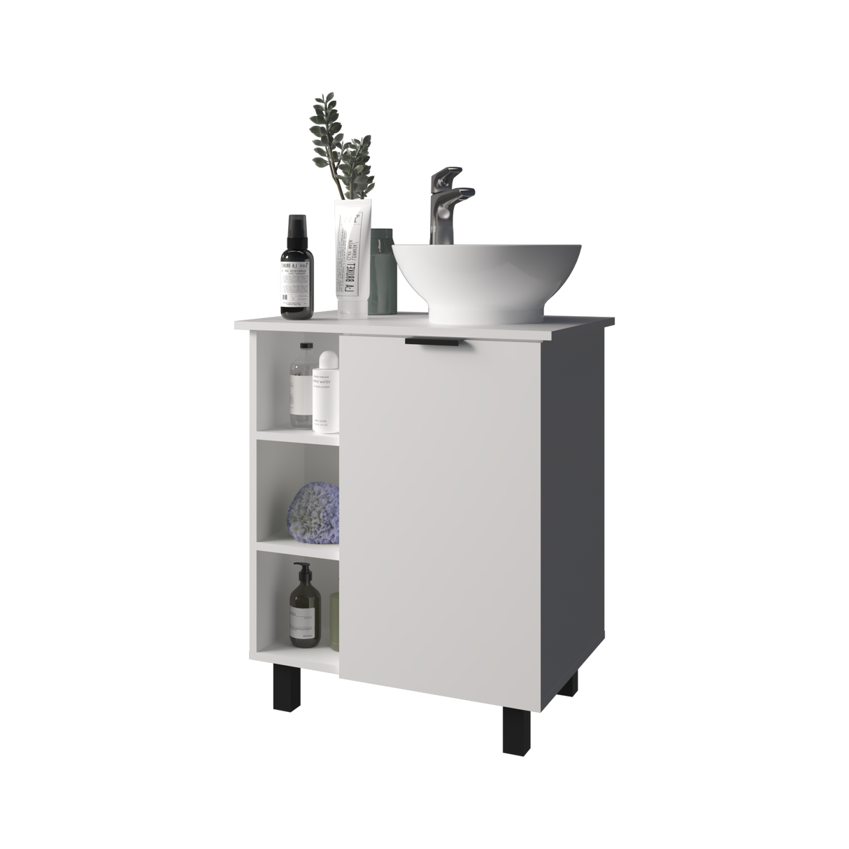 Mueble para Lavamanos Alegra Blanco 62x88.4cm Individual con Lavamanos Vessel y sin Cajones - MUEBLES PARA LAVAMANOS | Bylmo