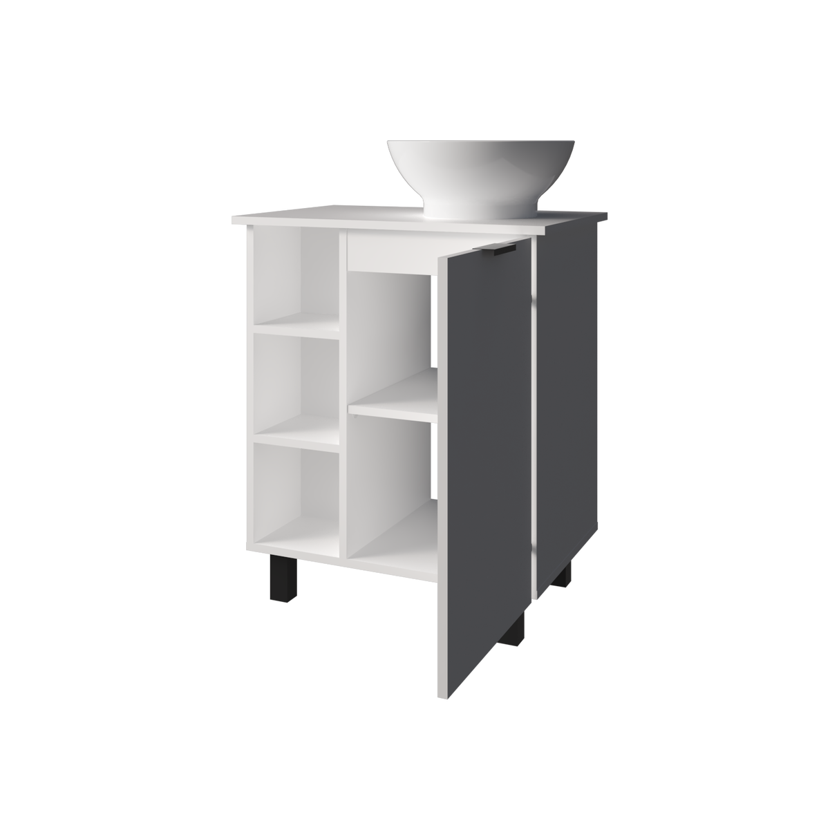 Mueble para Lavamanos Alegra Blanco 62x88.4cm Individual con Lavamanos Vessel y sin Cajones - MUEBLES PARA LAVAMANOS | Bylmo