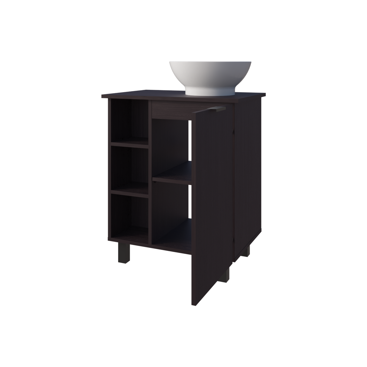 Mueble para Lavamanos Alegra Wengue 62x88.4cm Individual con Lavamanos Vessel y sin Cajones - MUEBLES PARA LAVAMANOS | Bylmo