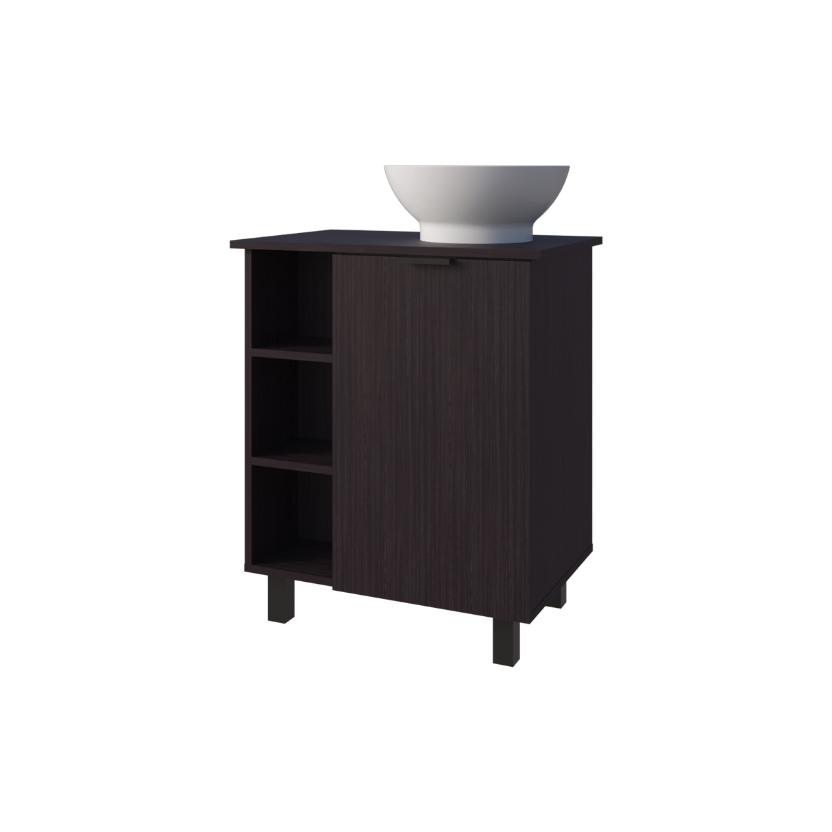 Mueble para Lavamanos Alegra Wengue 62x88.4cm Individual con Lavamanos Vessel y sin Cajones - MUEBLES PARA LAVAMANOS | Bylmo
