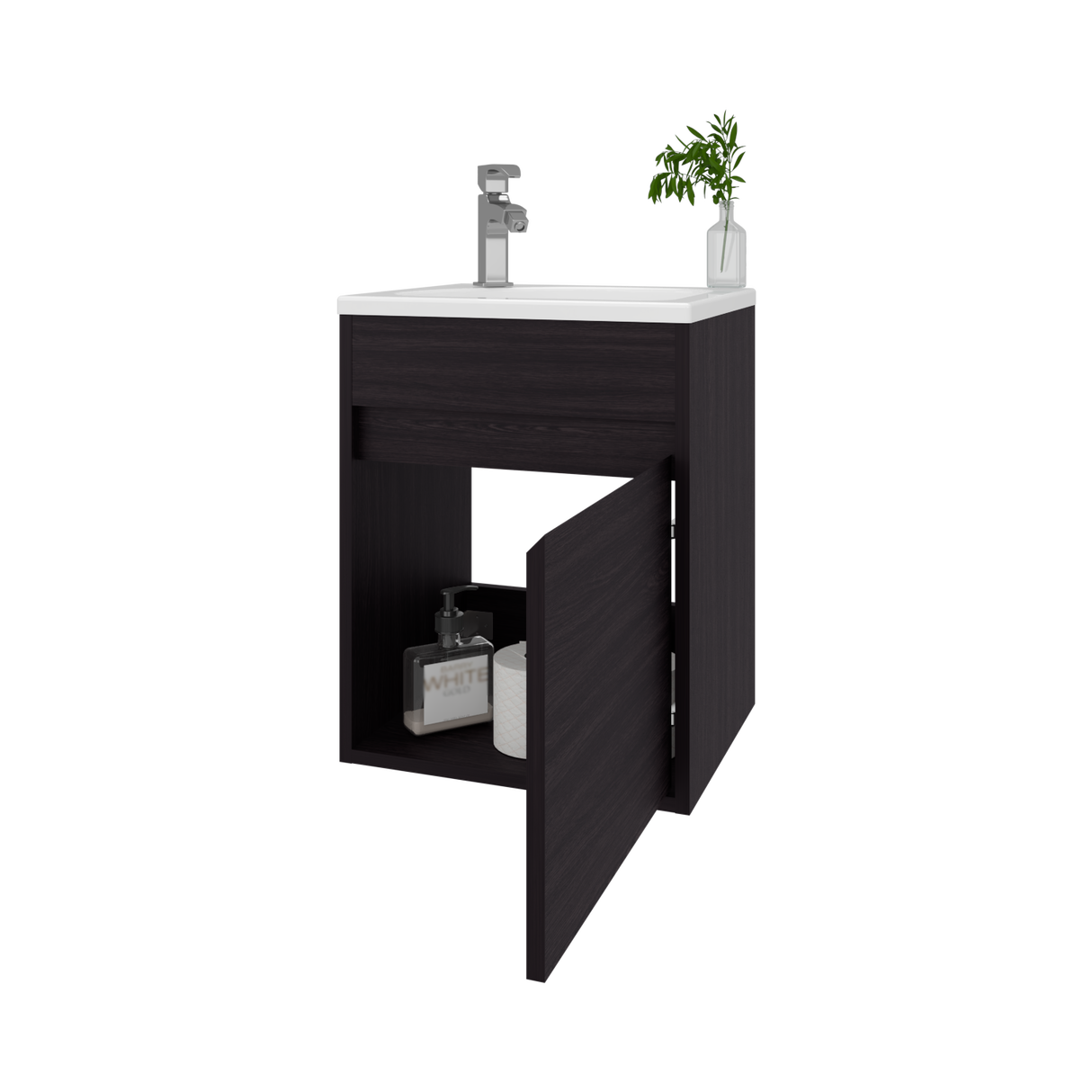 Mueble para Lavamanos Furman Wengue 39.6x49.3cm Individual Flotante con Lavamanos Integrado y sin Cajones - MUEBLES PARA LAVAMANOS | Bylmo