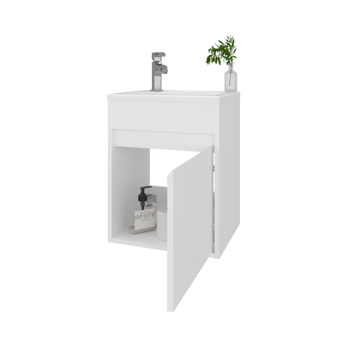 Mueble para Lavamanos Furman Blanco 39.6x49.3cm Individual Flotante con Lavamanos Integrado y sin Cajones - MUEBLES PARA LAVAMANOS | Bylmo