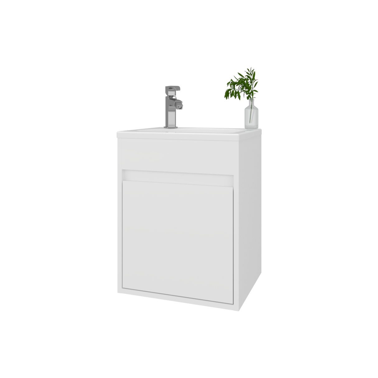 Mueble para Lavamanos Furman Blanco 39.6x49.3cm Individual Flotante con Lavamanos Integrado y sin Cajones - MUEBLES PARA LAVAMANOS | Bylmo