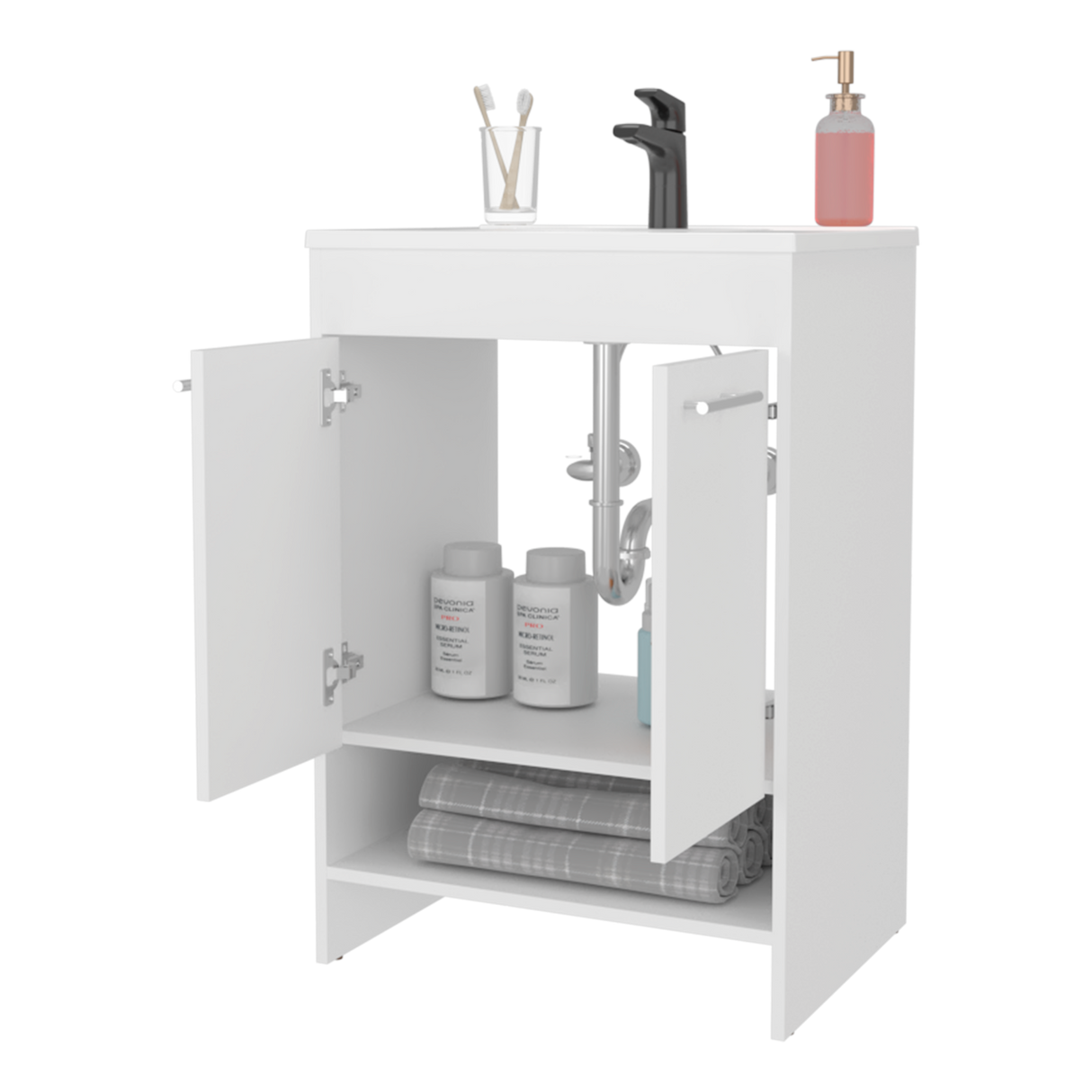 Mueble para Lavamanos Lorenzo Blanco 60x88cm Individual con Lavamanos Integrado y sin Cajones - MUEBLES PARA LAVAMANOS | Bylmo