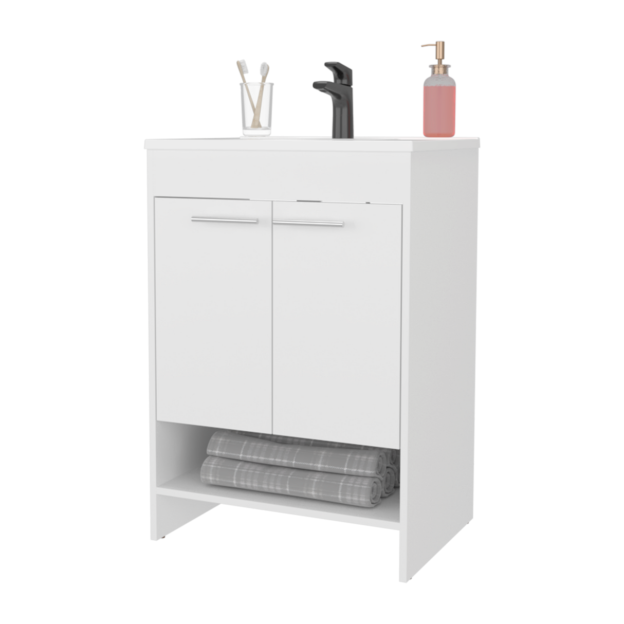 Mueble para Lavamanos Lorenzo Blanco 60x88cm Individual con Lavamanos Integrado y sin Cajones - MUEBLES PARA LAVAMANOS | Bylmo